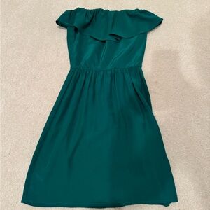 Viereck XS emerald green silk strapless mini dress from charyli boutique